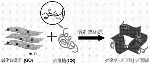 壳聚糖修饰的还原氧化石墨烯纳米材料的制备方法及该材料的应用
