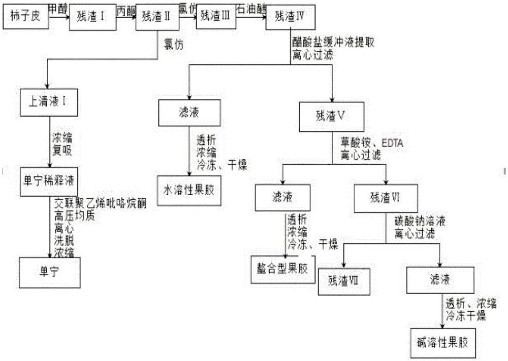 从柿子皮中连续提取单宁和果胶的方法